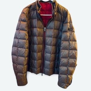 Hackett London Lightweight Chocolate Espresso Brown Puffer Jacket Red Women XL